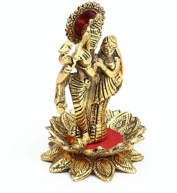 Radha_Krishna_Standing_On_Flower_With_Playing_Flute_Gold_Plated_Decorative_Showpiece_-_15_Cm_(Aluminium)